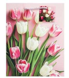 SACOLA PRESENTE LUXO FLORES 42X31X12CM